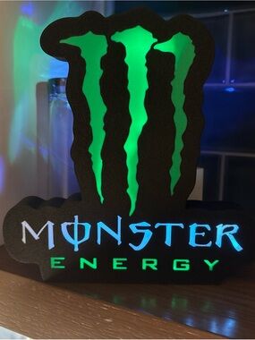 Monster Energy Black & Green Logo Display Sign | Lightbox